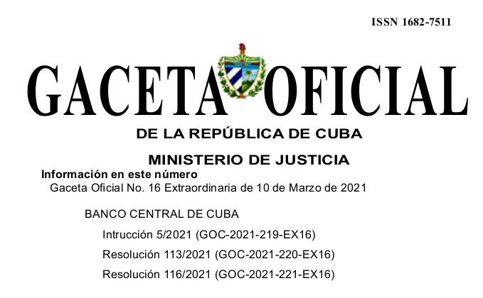 Imagen relacionada con la noticia :Gaceta Oficial No. 16 Extraordinaria de 10 de Marzo de 2021